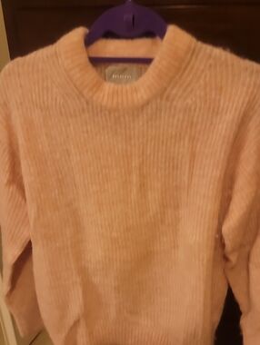 NWOT Womens Everlane Pink Ribbed Crewneck Sweater Alpaca Wool Blend Size Small